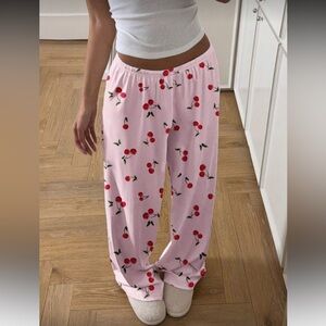 Pink Cherry Print Pajama Pants